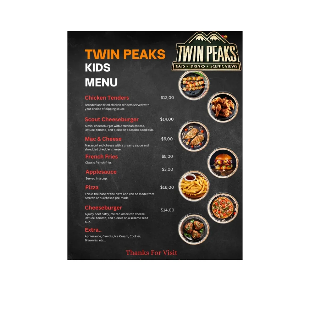 Twin Peaks Kids Menu