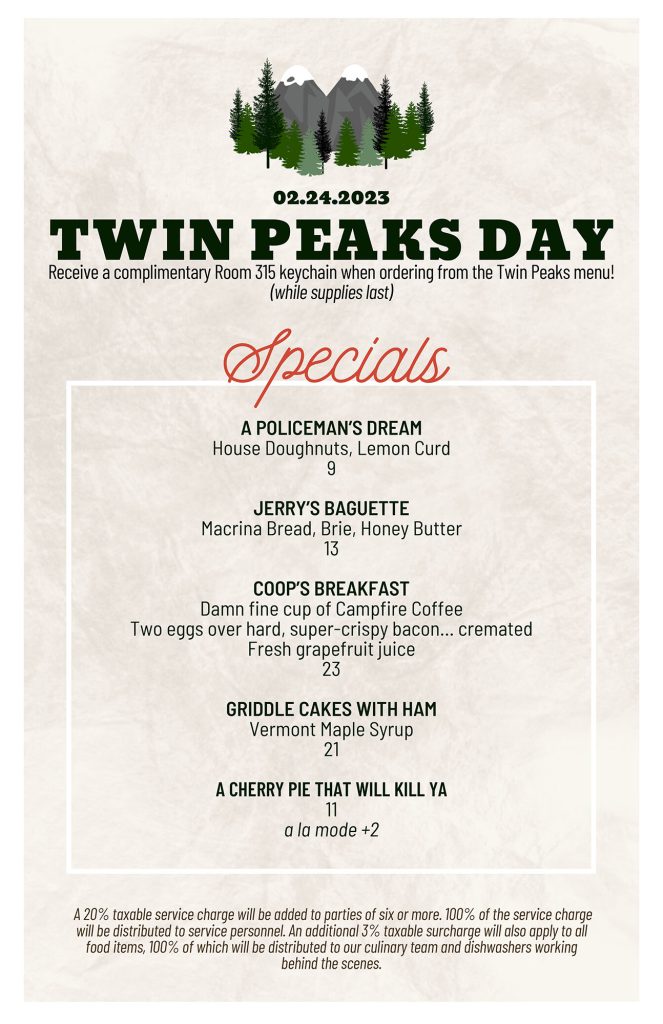Twin Peaks Breakfast Menu